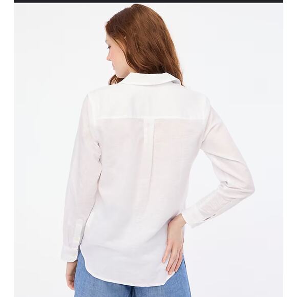 J.Crew Linen Blend Button-Up Long Sleeve Linen Blend Shirt - Picture 2 of 7